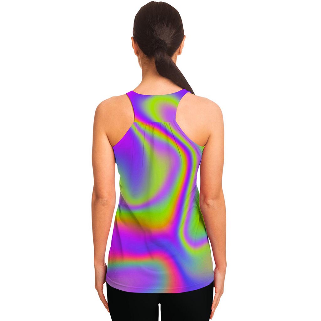 Abstract Holographic Trippy Print Women's Racerback Tank Top
