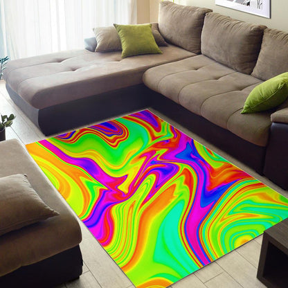 Abstract Liquid Trippy Print Area Rug GearFrost