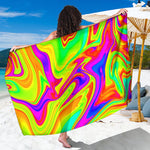 Abstract Liquid Trippy Print Beach Sarong Wrap
