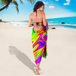 Abstract Liquid Trippy Print Beach Sarong Wrap