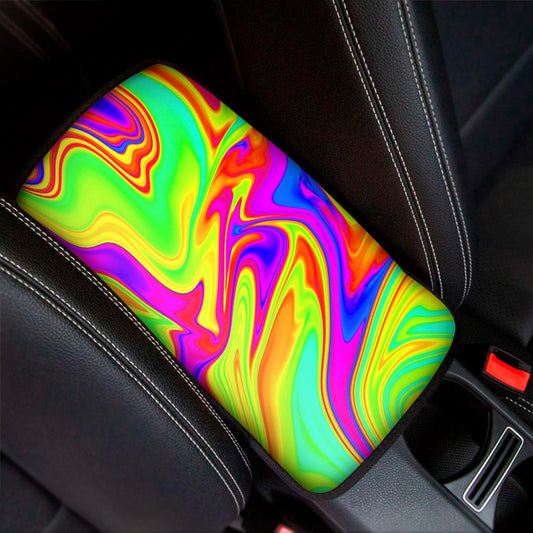 Abstract Liquid Trippy Print Car Center Console Cover