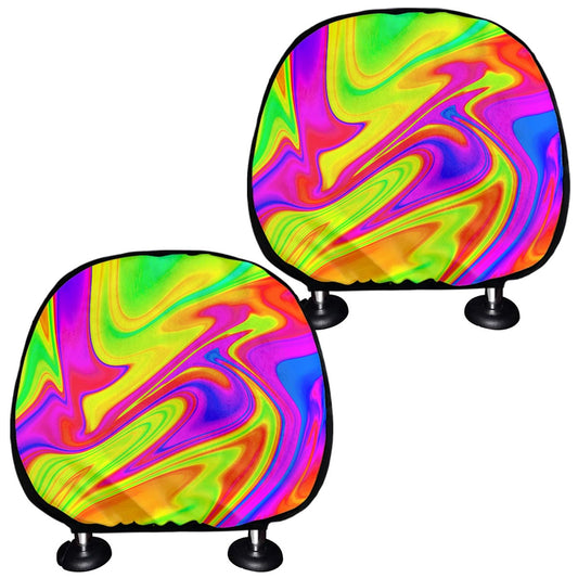 Abstract Liquid Trippy Print Car Headrest Covers