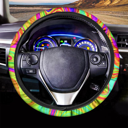Abstract Liquid Trippy Print Car Steering Wheel Cover