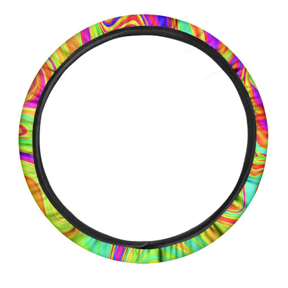 Abstract Liquid Trippy Print Car Steering Wheel Cover