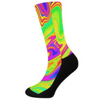 Abstract Liquid Trippy Print Crew Socks