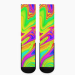 Abstract Liquid Trippy Print Crew Socks