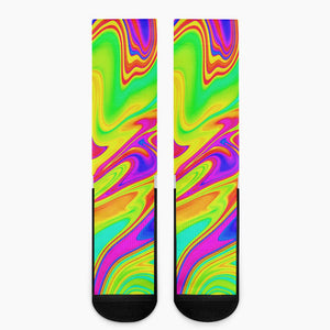 Abstract Liquid Trippy Print Crew Socks