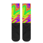 Abstract Liquid Trippy Print Crew Socks