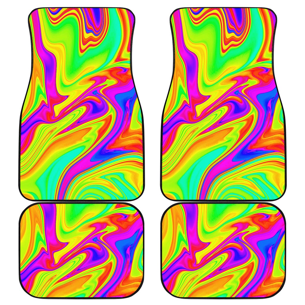 Abstract Liquid Trippy Print Front and Back Car Floor Mats