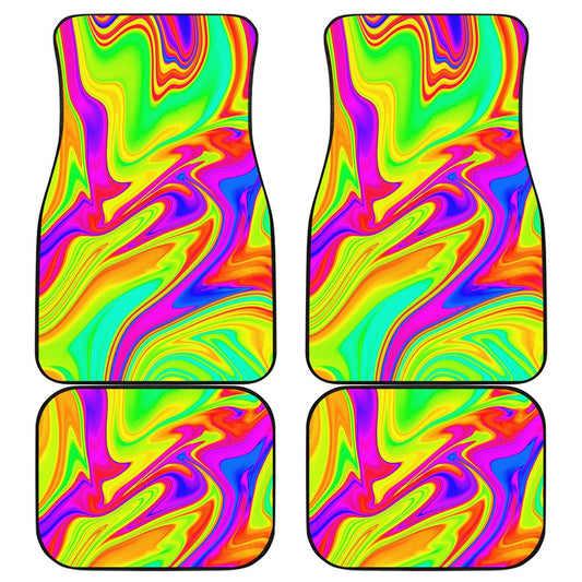 Abstract Liquid Trippy Print Front and Back Car Floor Mats