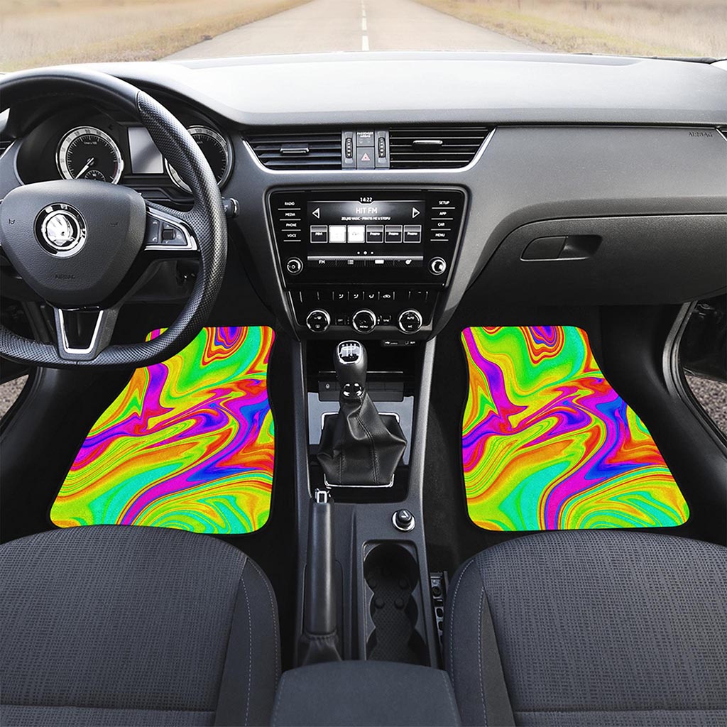 Abstract Liquid Trippy Print Front and Back Car Floor Mats