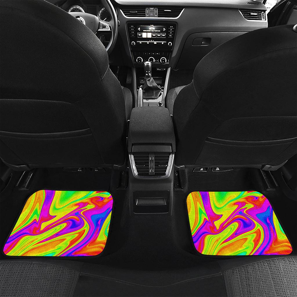Abstract Liquid Trippy Print Front and Back Car Floor Mats