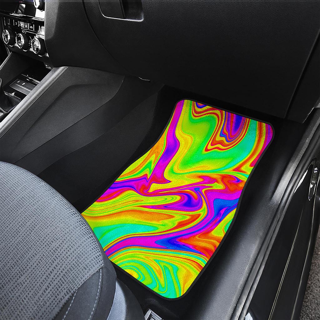 Abstract Liquid Trippy Print Front and Back Car Floor Mats