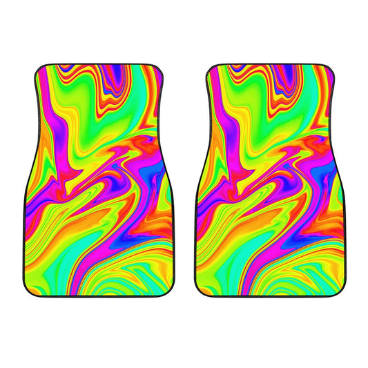Abstract Liquid Trippy Print Front Car Floor Mats