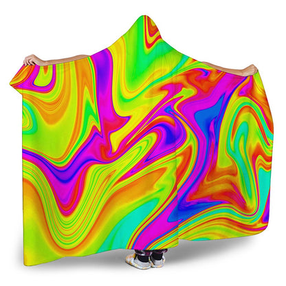 Abstract Liquid Trippy Print Hooded Blanket