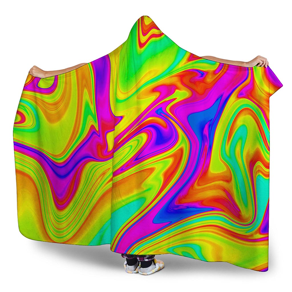 Abstract Liquid Trippy Print Hooded Blanket