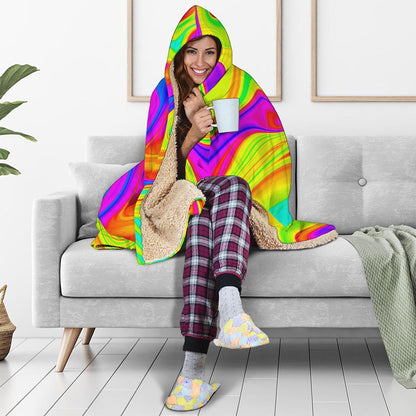 Abstract Liquid Trippy Print Hooded Blanket