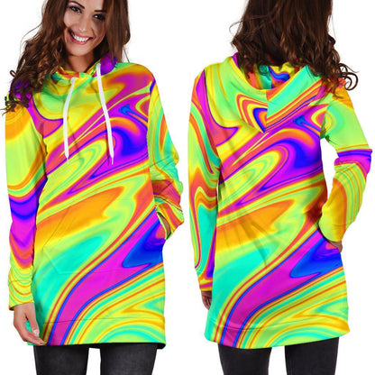 Abstract Liquid Trippy Print Hoodie Dress GearFrost