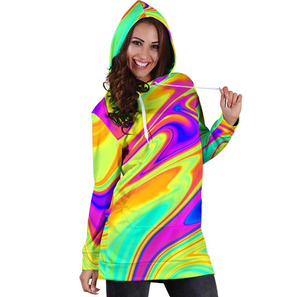 Abstract Liquid Trippy Print Hoodie Dress GearFrost