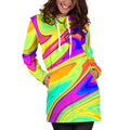 Abstract Liquid Trippy Print Pullover Hoodie Dress