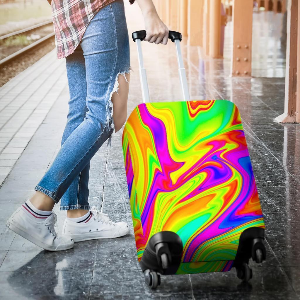 Abstract Liquid Trippy Print Luggage Cover GearFrost