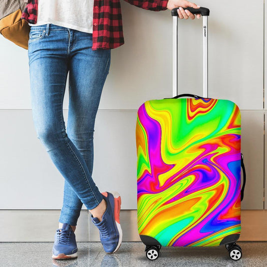 Abstract Liquid Trippy Print Luggage Cover GearFrost