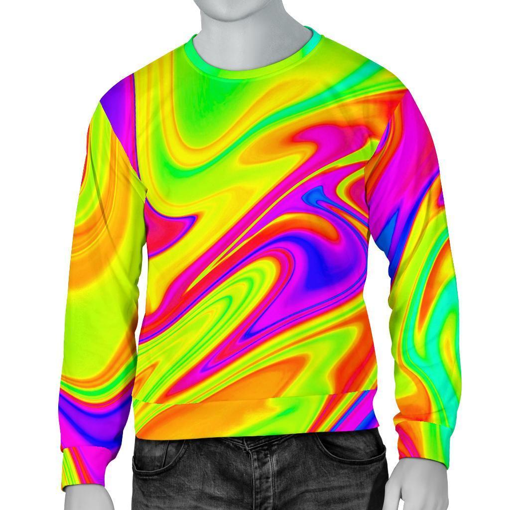 Abstract Liquid Trippy Print Men's Crewneck Sweatshirt GearFrost