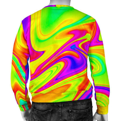 Abstract Liquid Trippy Print Men's Crewneck Sweatshirt GearFrost
