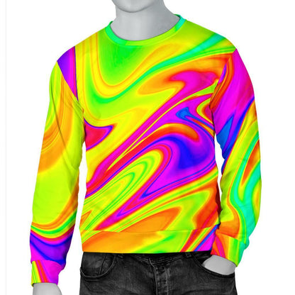 Abstract Liquid Trippy Print Men's Crewneck Sweatshirt GearFrost