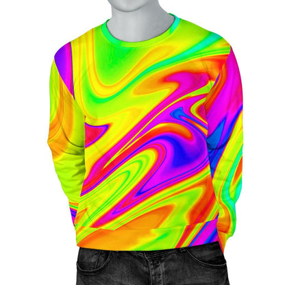 Abstract Liquid Trippy Print Men's Crewneck Sweatshirt GearFrost