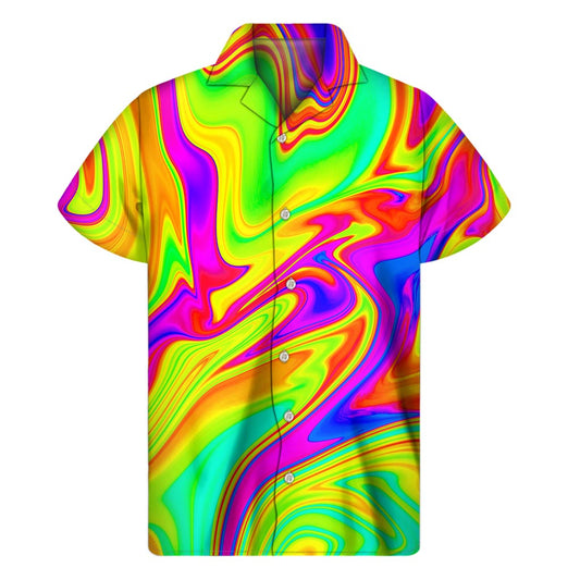 Abstract Liquid Trippy Print Men's Short Sleeve Shirt