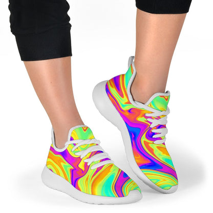 Abstract Liquid Trippy Print Mesh Knit Shoes GearFrost