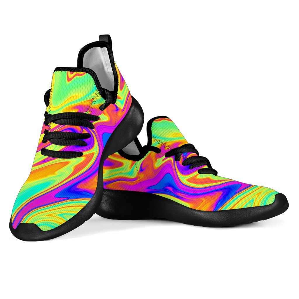 Abstract Liquid Trippy Print Mesh Knit Shoes GearFrost