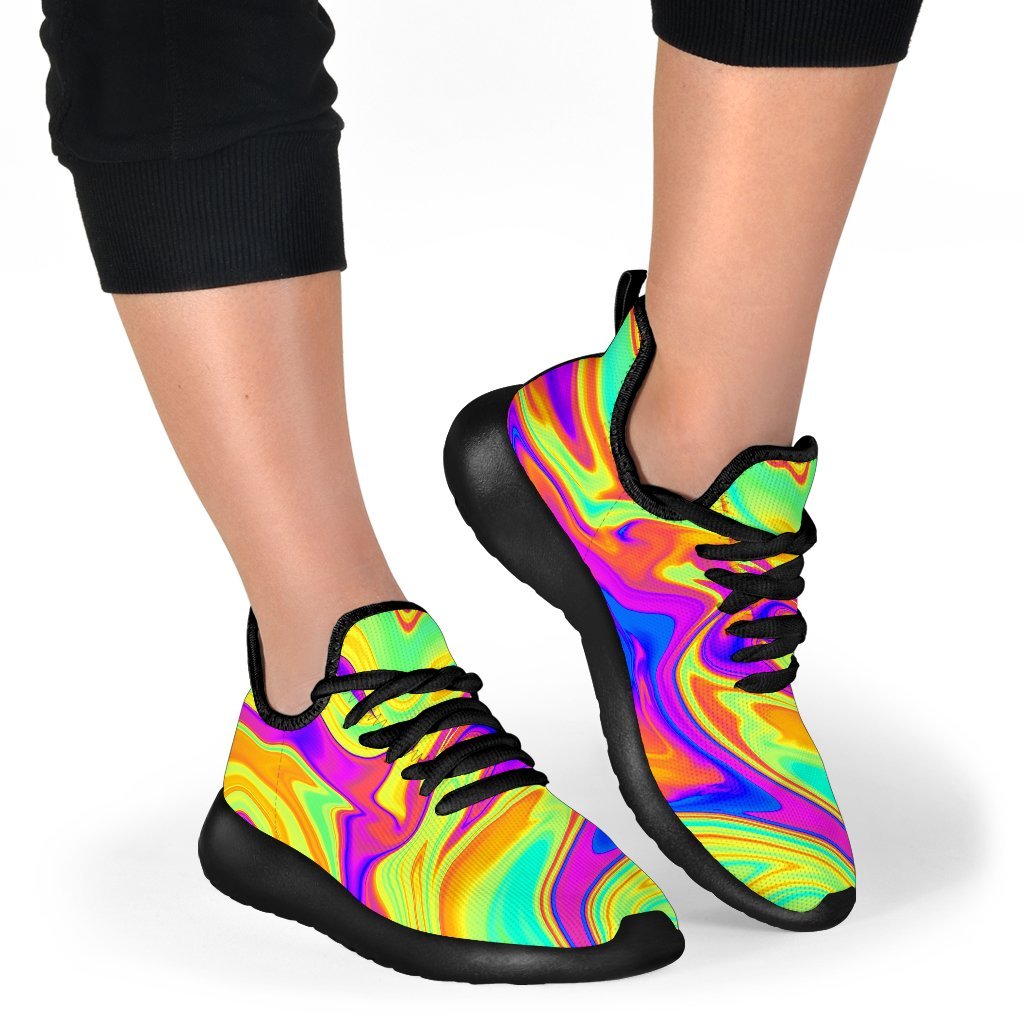 Abstract Liquid Trippy Print Mesh Knit Shoes GearFrost