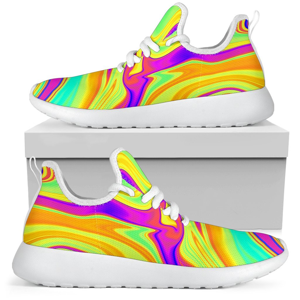 Abstract Liquid Trippy Print Mesh Knit Shoes GearFrost