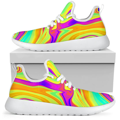 Abstract Liquid Trippy Print Mesh Knit Shoes GearFrost