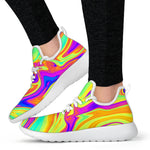 Abstract Liquid Trippy Print Mesh Knit Shoes GearFrost