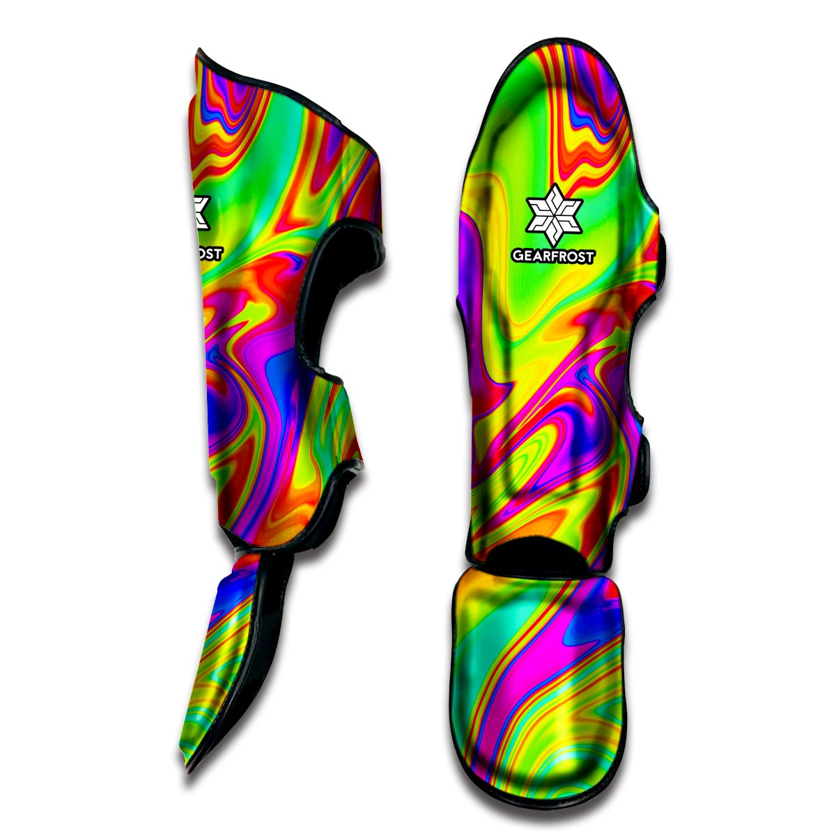 Abstract Liquid Trippy Print Muay Thai Shin Guard