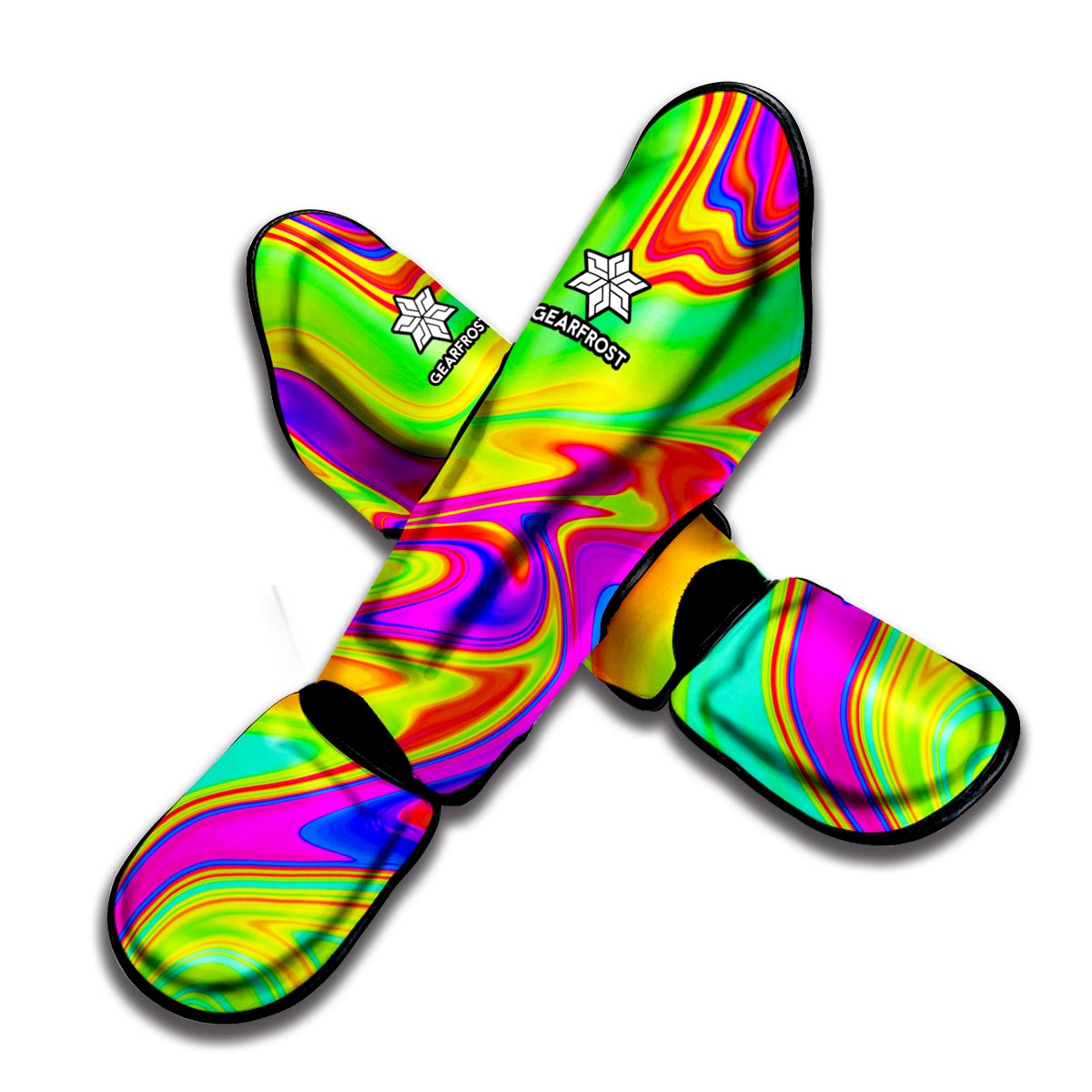 Abstract Liquid Trippy Print Muay Thai Shin Guard