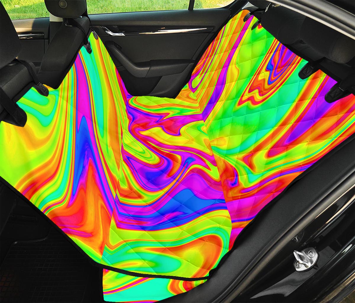 Abstract Liquid Trippy Print Pet Car Back Seat Cover