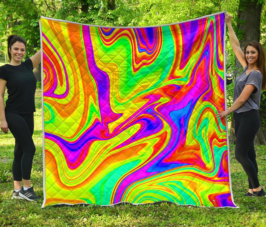 Abstract Liquid Trippy Print Quilt