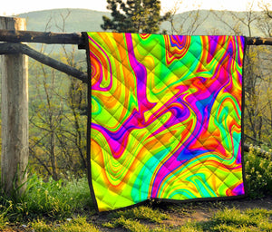 Abstract Liquid Trippy Print Quilt