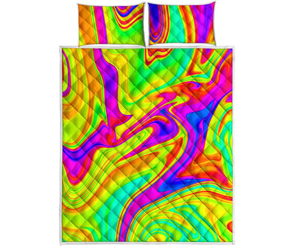 Abstract Liquid Trippy Print Quilt Bed Set