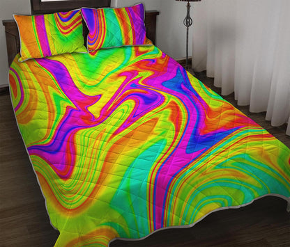 Abstract Liquid Trippy Print Quilt Bed Set