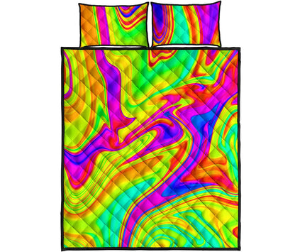 Abstract Liquid Trippy Print Quilt Bed Set