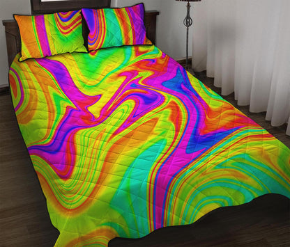 Abstract Liquid Trippy Print Quilt Bed Set
