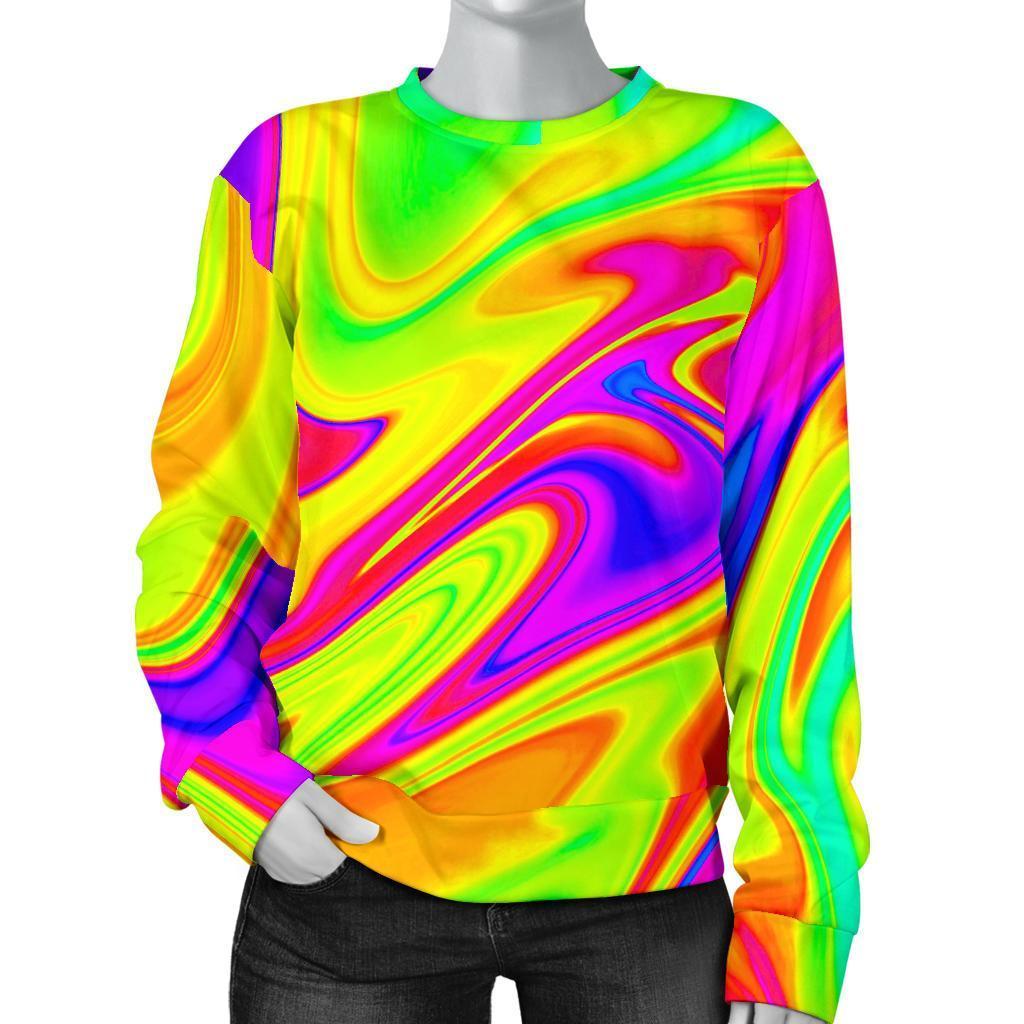 Abstract Liquid Trippy Print Women's Crewneck Sweatshirt GearFrost
