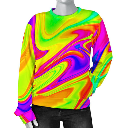 Abstract Liquid Trippy Print Women's Crewneck Sweatshirt GearFrost