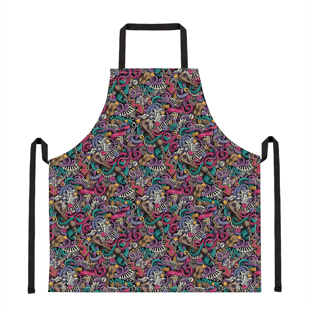 Abstract Music Pattern Print Apron