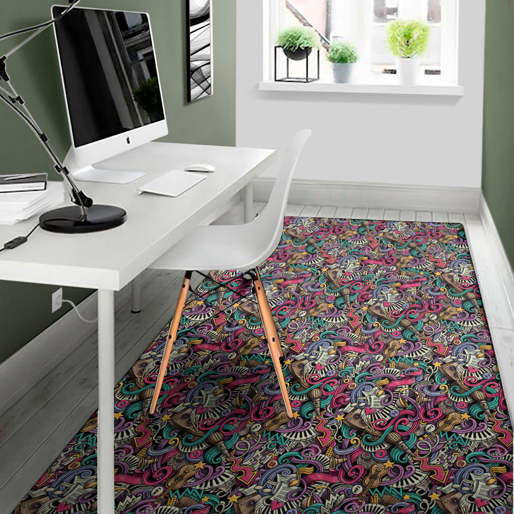 Abstract Music Pattern Print Area Rug